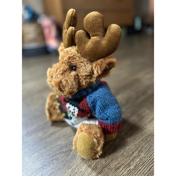 Rare DANDEE Reindeer Plush w Winter Snowman Sweater SAMPLE 14" - Picture 4 of 9